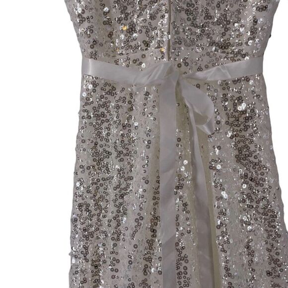 Say Yes To The Dress Prom TLC White Wedding A Line Sequin V Neck Formal Size 3/4 - Picture 8 of 10